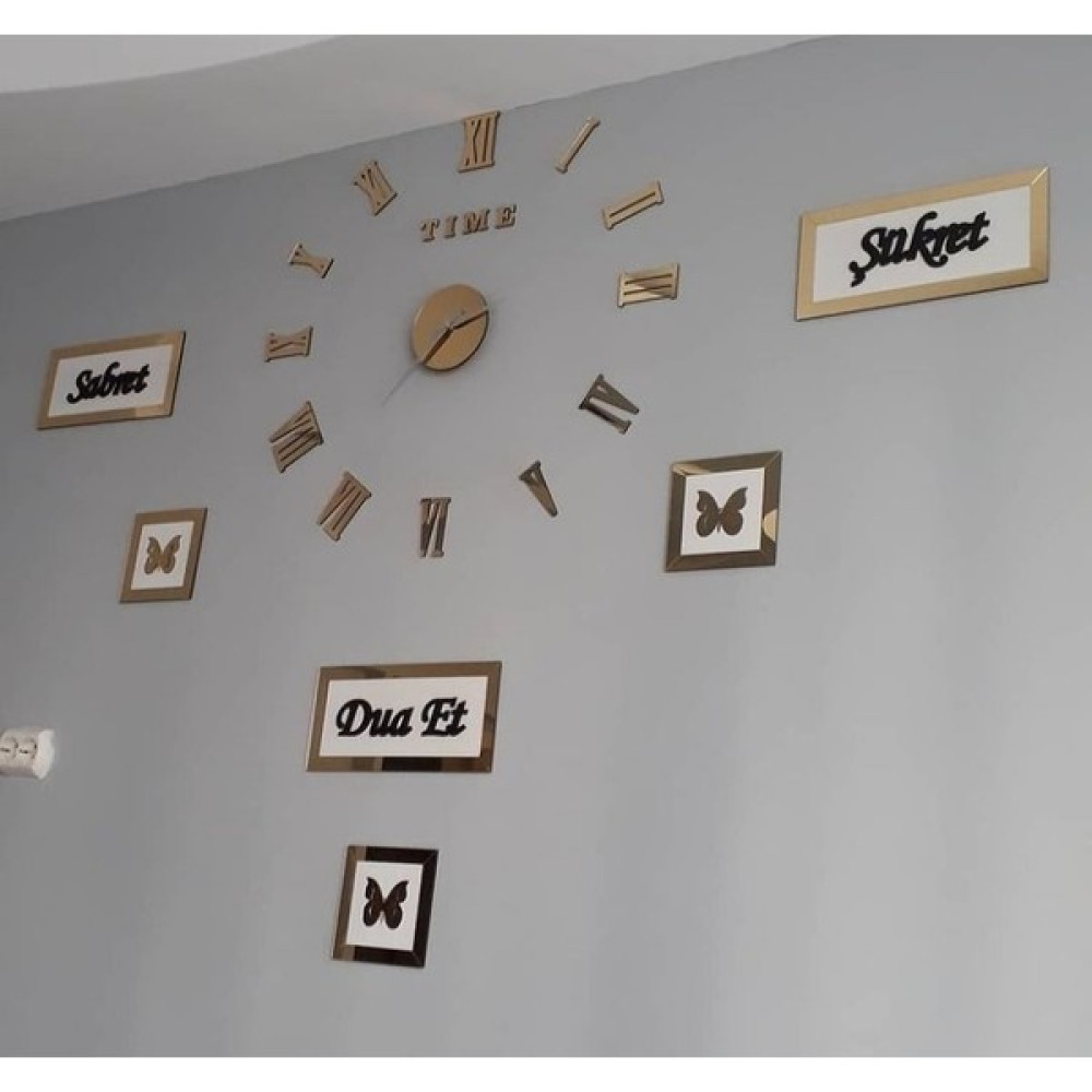 Sırayn Tasarım Dekoratif Tablolu Saat Seti - Sarı - 90 x 90 cm Dekoratif Saat Fiyatı