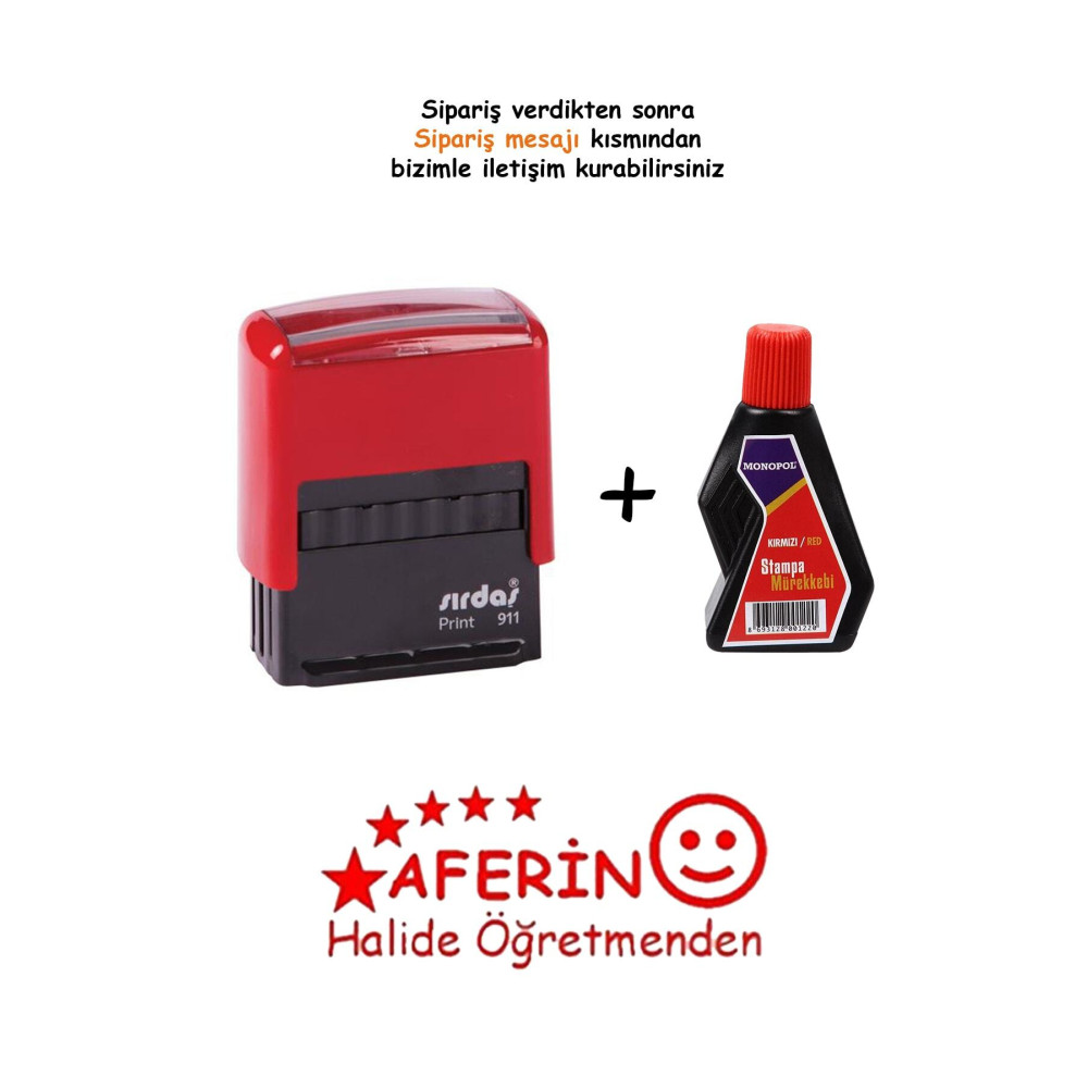 Sırdaş Karadeniz Dijital Aferin Kaşesi Özel Yedek 30 Cc Mürekkep (911 MODEL-KIRMIZI KEÇELİ) Kaşe & Istampa Fiyatı