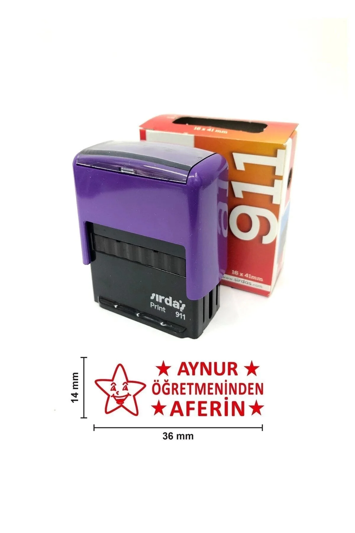 Sırdaş Öğretmen Kaşesi Aferin Isimli 911 (36x14 Mm) Kırmızı Keçeli Otomatik Kaşe" Kaşe & Istampa Fiyatı