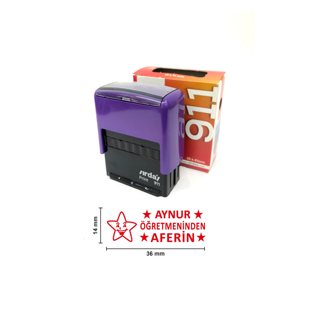 Sırdaş Öğretmen Kaşesi Aferin Isimli 911 (36x14 Mm) Kırmızı Keçeli Otomatik Kaşe Kaşe & Istampa Fiyatı
