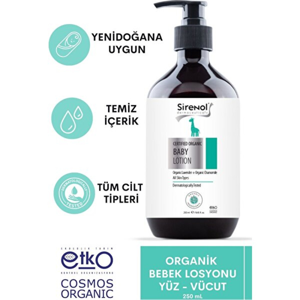 Sirenol Organik Bebek Losyonu - Yenidoğan - 250 ml - Beyaz Bebek Bakım Fiyatı
