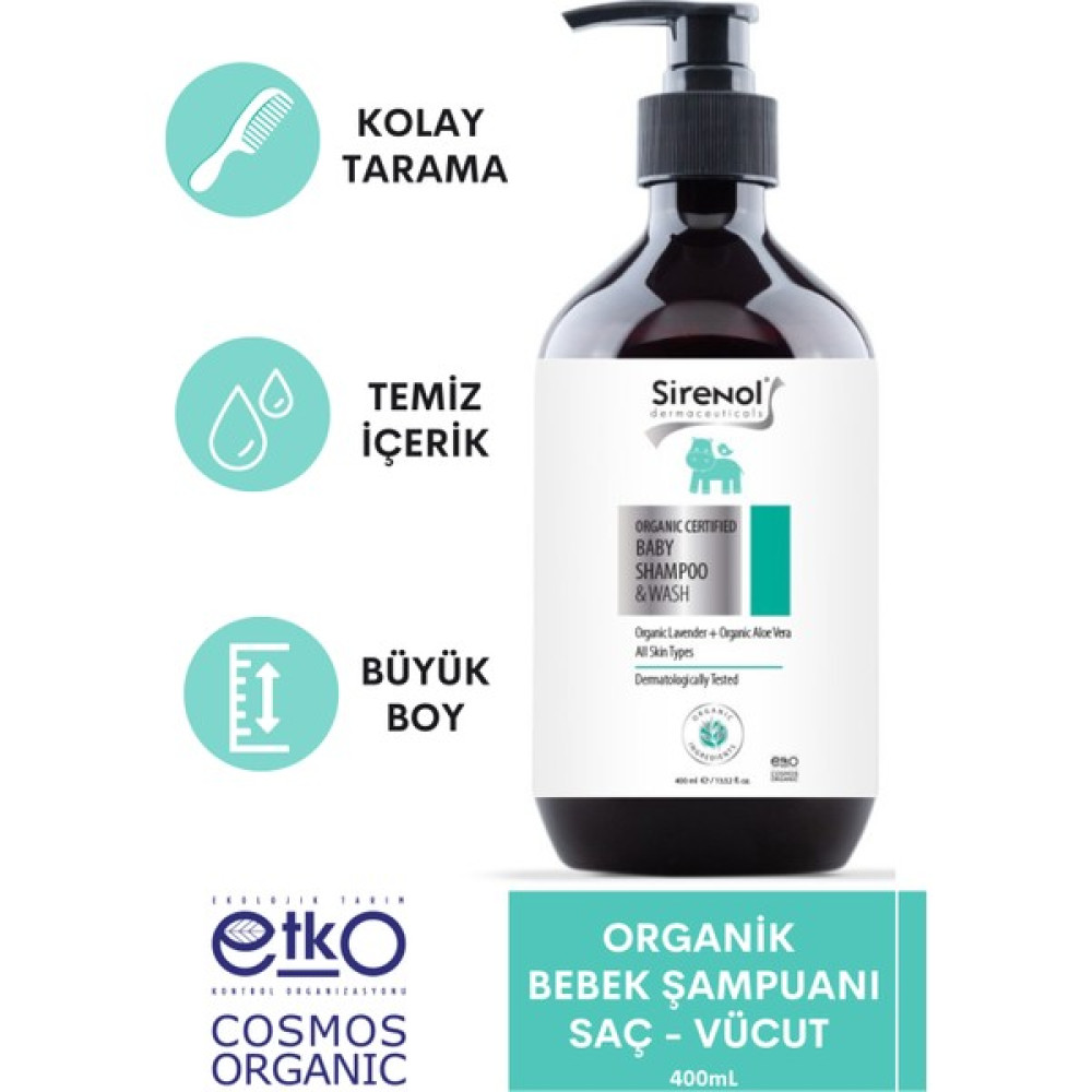 Sirenol Organik Bebek Saç Vücut Şampuanı 400 ml - 0 - 4 Yaş Bebek Şampuanı Fiyatı