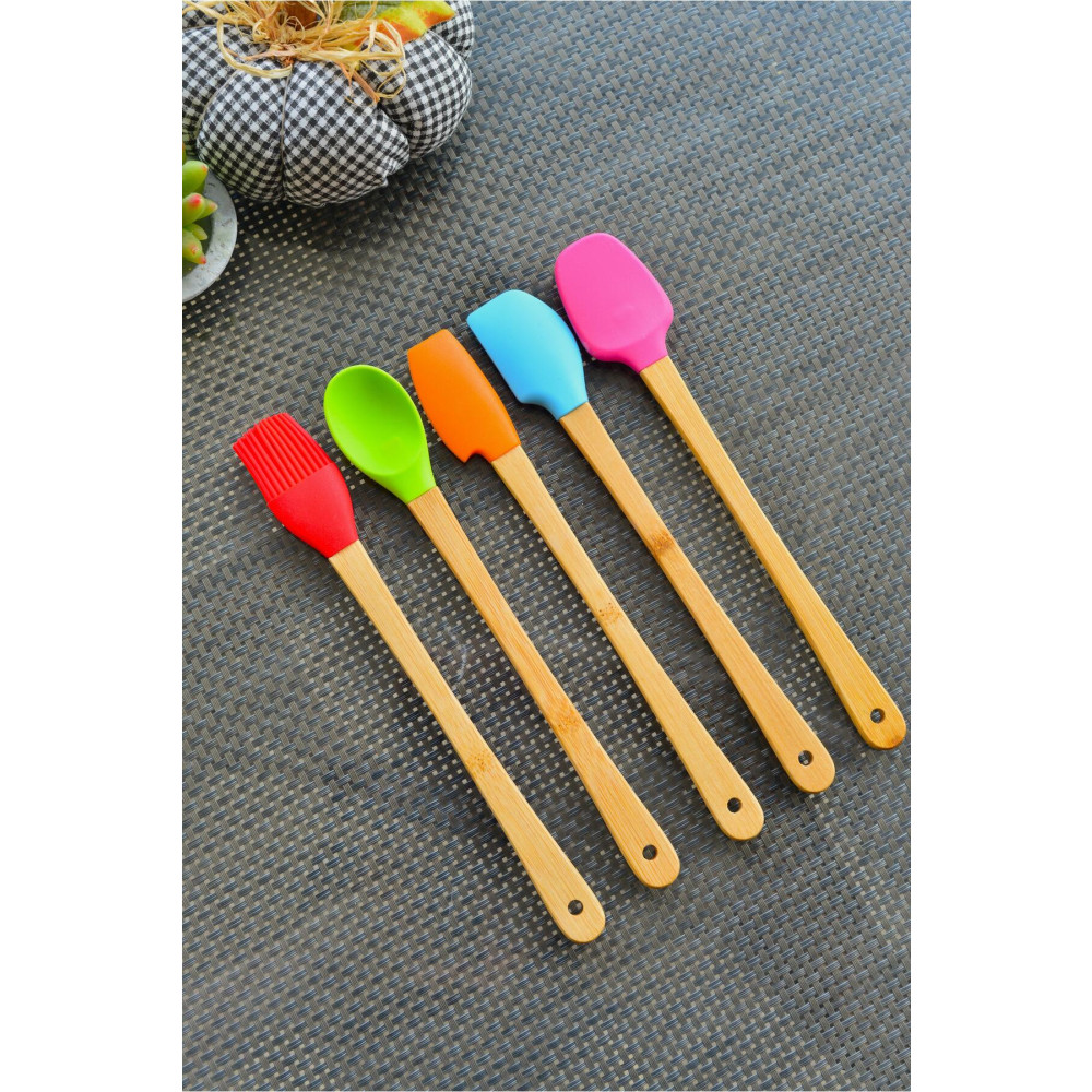 şirin eşyalarım Bella 5 Li Mini Bambu Spatula Seti / Renkli Mutfak Gereçleri Fiyatı