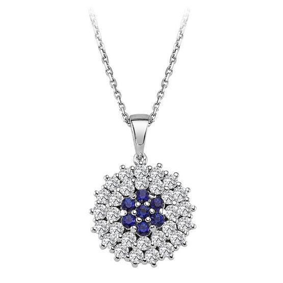 Sirius Pırlanta 0604P0145 Safir Ve Çift Sıra Pırlanta Taşlı Anturaj Kolye