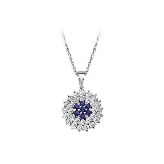 Sirius Pırlanta 0604P0145 Safir Ve Çift Sıra Pırlanta Taşlı Anturaj Kolye