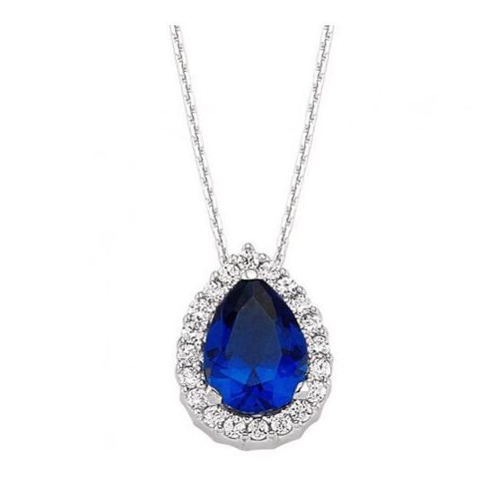 Sirius Pırlanta 0604P0145 Safir Ve Çift Sıra Pırlanta Taşlı Anturaj Kolye