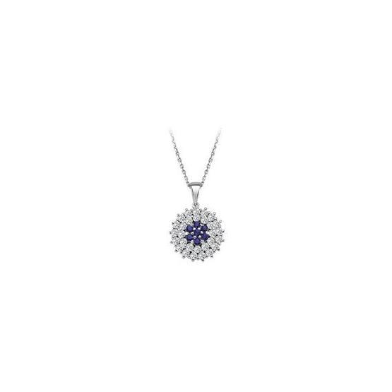 Sirius Pırlanta 0604P0145 Safir Ve Çift Sıra Pırlanta Taşlı Anturaj Kolye