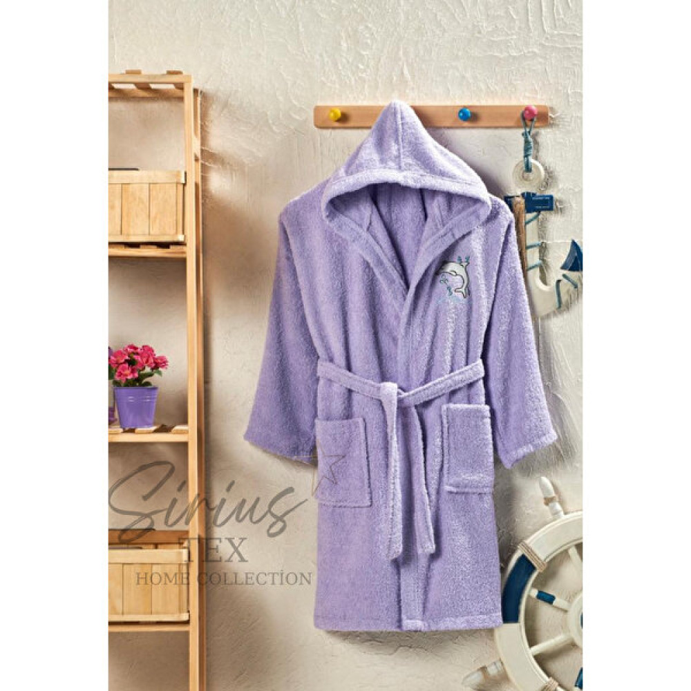 Siriustex Home Collectionkapüşonlu Çocuk Bornozu Kız-Erkek %100 Pamuk - Lila - 17 - 18 Yaş Bornoz Fiyatı