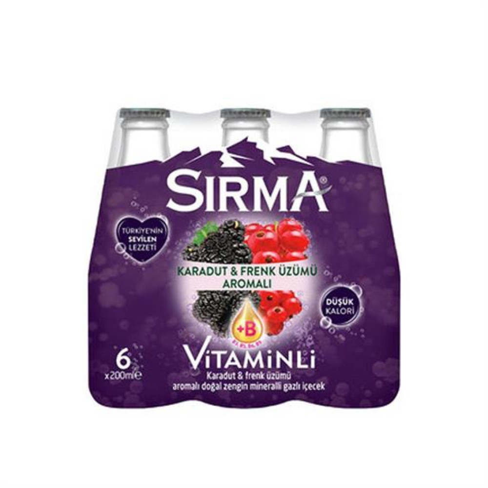 Sırma Meyveli Soda Karadut ve Frenk Üzümü Aromalı 200 ml 6'lı Maden Suyu ve Soda Fiyatı