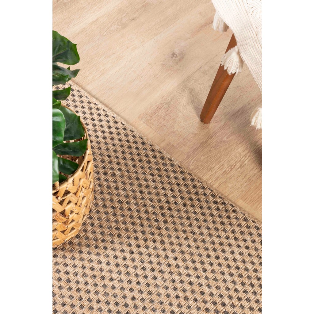 Sisaluna 4442 Bej Jüt Tabanlı Modern Dokuma Kilim Sisal Hasır Halı - 100 x 200 cm - Bej - Açık Kahve Salon Halısı Fiyatı