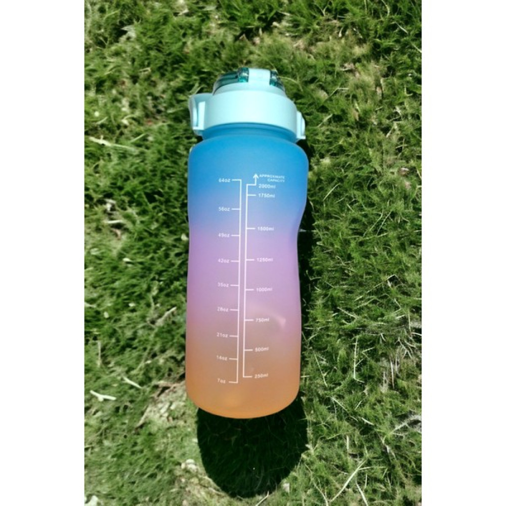 Şişe Deposu 2 Litre Motivasyon Su Yeşili Su Matarası Pipetli Motive Edici Suluk-Sticker, 3D Sticker Hediyeli Suluk Fiyatı
