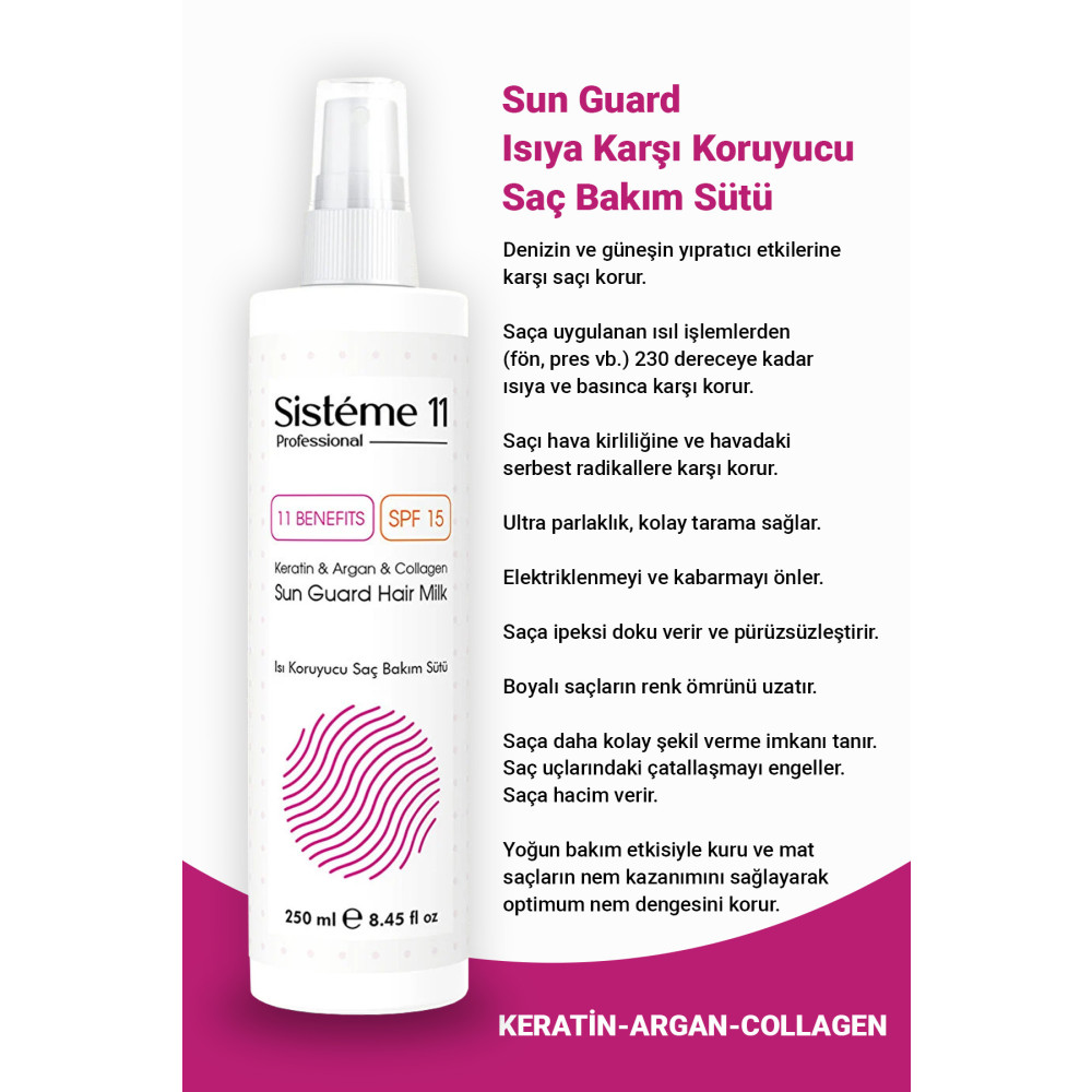 Sistéme 11 Sun Guard Isıya Karşı Koruyucu Saç Bakım Süt Spreyi 250 Ml. Saç Şekillendirici Sprey Fiyatı