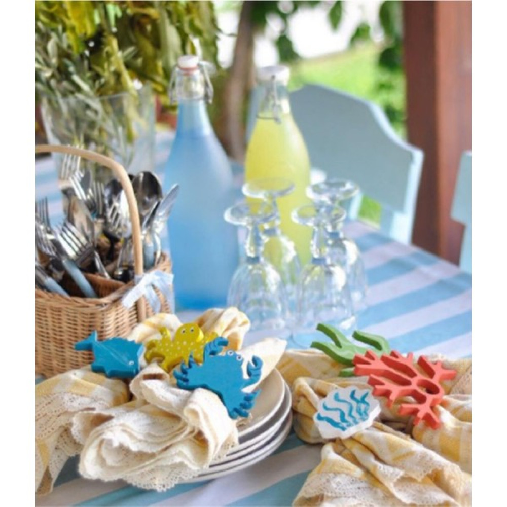 Sister Home Design 6'lı Deniz & Marine Set Peçete Halkası & Peçete Yüzüğü - Renkli - 10 x 10 cm Masa Örtüsü Fiyatı