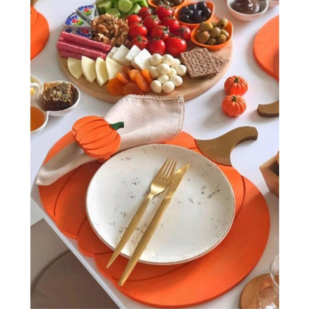 Sister Home Design Balkabağı Ahşap Supla - Amerikan Servis - Tabak Altı - Renkli - 32 x 32 cm Amerikan Servis Fiyatı