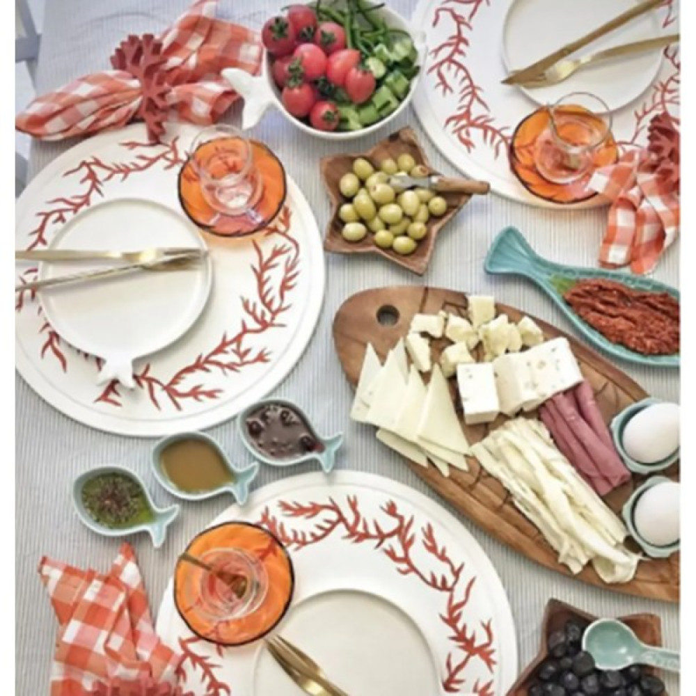 Sister Home Design Kırmızı Mercan Supla - Ahşap Supla - Amerikan Servis - Tabak Altı - 35 x 35 cm Masa Örtüsü Fiyatı