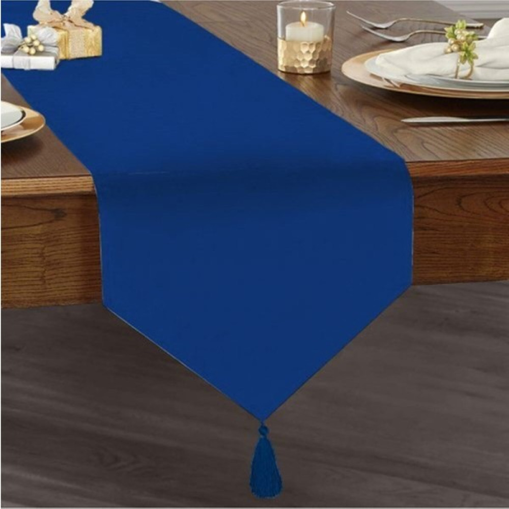 Sister Home Design Parlament Mavi Renkli Üçgen Püsküllü Ranır - Runner - 45 x 150 cm - Lacivert Masa Örtüsü Fiyatı