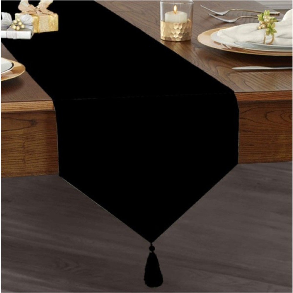 Sister Home Design Siyah Renkli Üçgen Püsküllü Ranır - Runner - 45 x 145 cm Masa Örtüsü Fiyatı