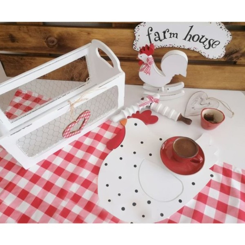 Sister Home Design Tavuk Ahşap Supla - Amerikan Servis - Tabak Altı - Renkli - 32 x 35 cm Amerikan Servis Fiyatı