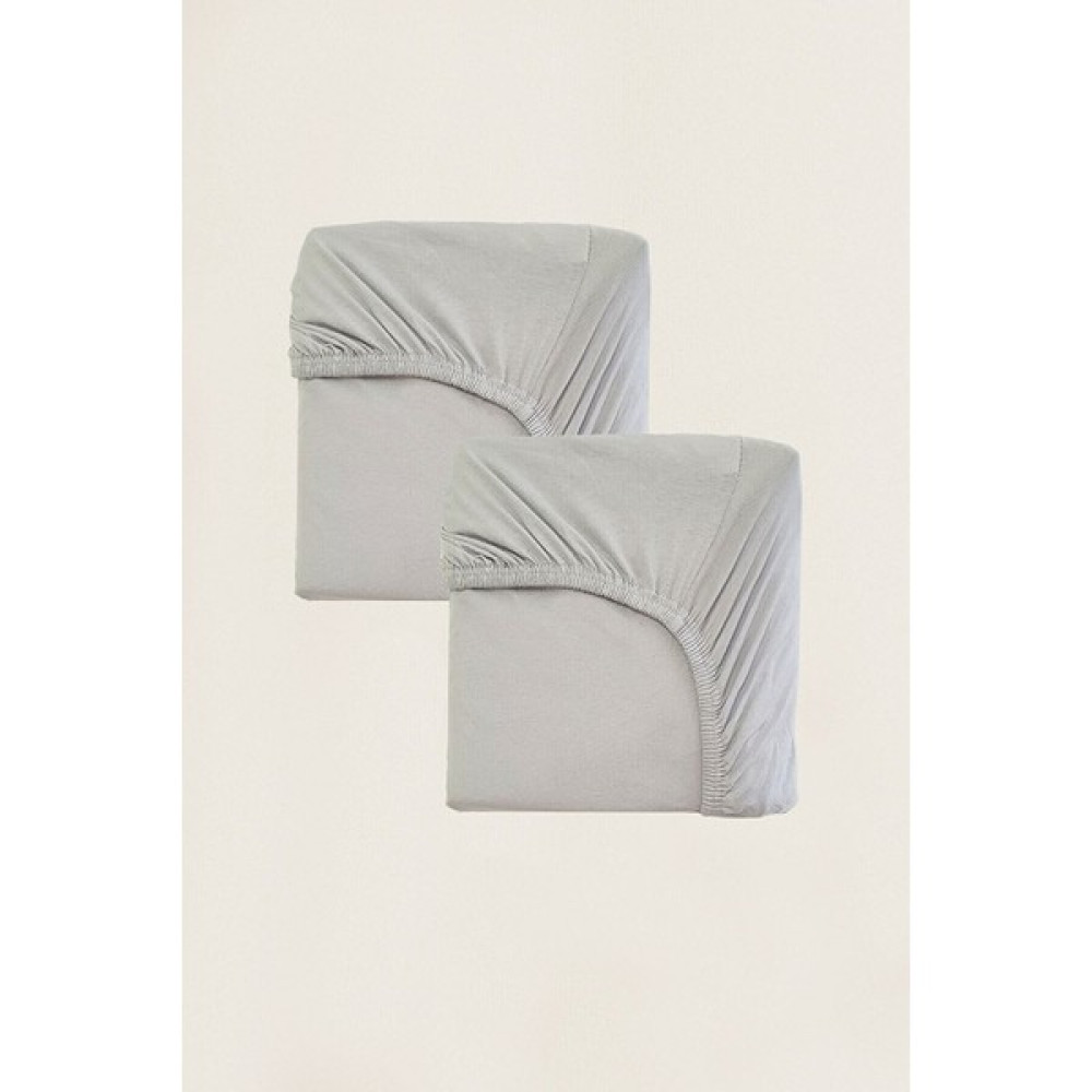 Sisthree Bebek Lastikli Pamuklu Çarşaf 2'li - 70 x 140 cm - Açık Gri Bebek Yatak Çarşafı Fiyatı