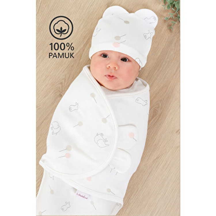Sitilin %100 Pamuk Cırt Cırtlı Bebek Kundak 0-4 Ay Ekru Renk Düz Desen Yumuşak Penye Kumaş 50 x 70 cm STL7103 Diğer Fiyatı