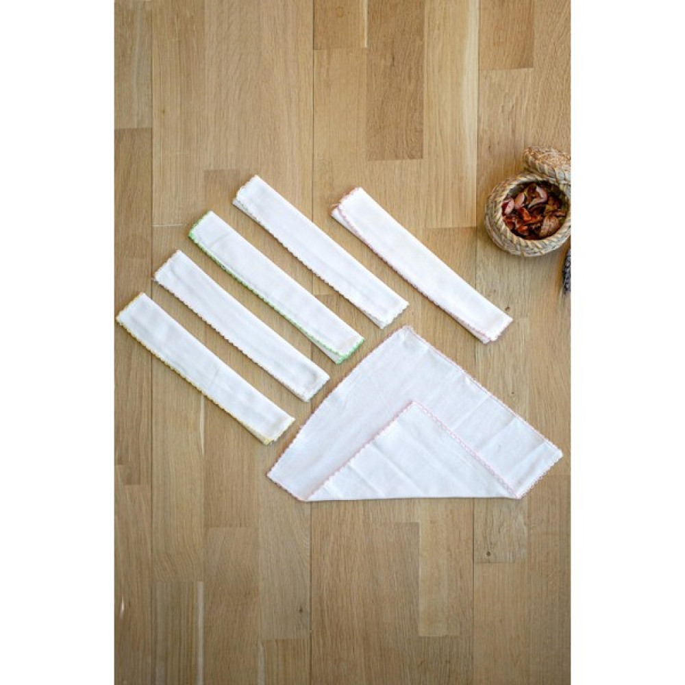 Sitilin Organik % 100 Pamuk Bebek Ağız Silme Mendili 7'li Bebek Mendil STL6087 - Beyaz - Standart Mama Önlüğü Fiyatı