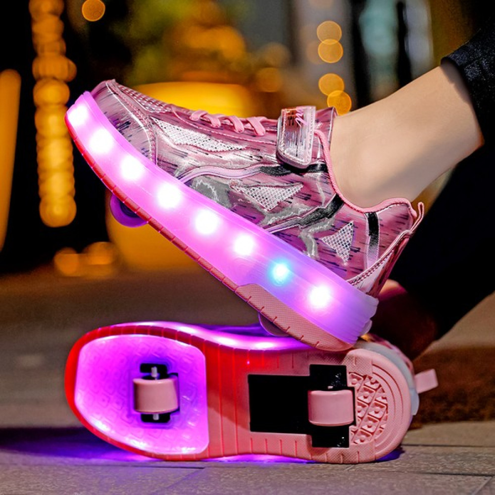 Sitong 4 LED Renk Açık Pembe Paten Kadın Ayakkabı Çocuk Ayakkabı USB Şarj (Yurt Dışından) Paten Fiyatı