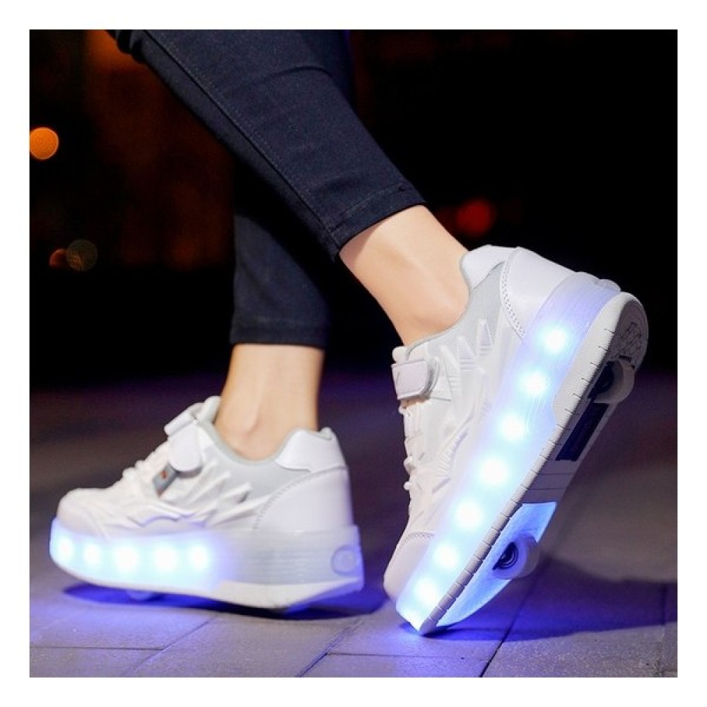 Sıtong 4 Tekerlekli USB Şarjlı LED Işıklı Paten Ayakkabı (Yurt Dışından) - Beyaz - 30 Paten Fiyatı