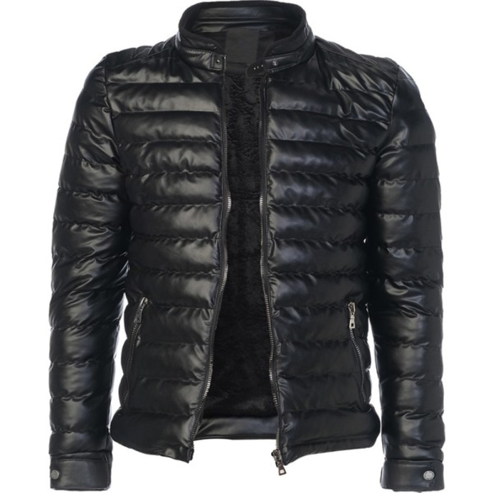 Sivaist Erkek Siyah Slim Fit Içi Kalın Kürklü Su Itici Şişme Deri Ceket & Mont Erkek Mont Fiyatı
