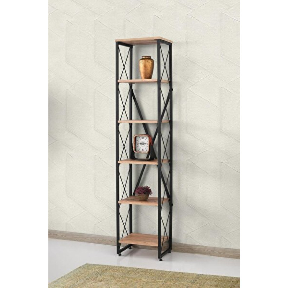 Sivas Gözde Mobilya 40x30x180 CM Modern Tarz Ahşap Metal 5 Raflı Kitaplık Kitaplık Fiyatı