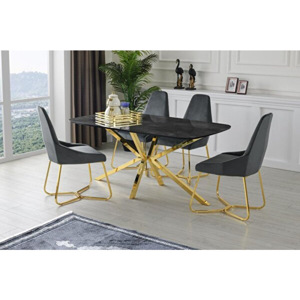 Sivas Gözde Mobilya Lara Çapraz High Gloss 90x160 CM Yemek Masası ve Sandalye Takımı Mutfak Dolabı / Mobilyası Fiyatı