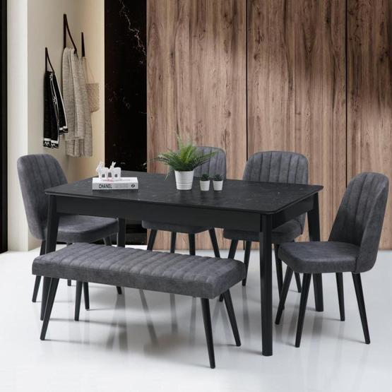Sivas Gözde Mobilya Mermer Desen Açılır Banklı 90x145 cm Mutfak Masa Sandalye Takımı Masa - Sandalye Seti / Takımı Fiyatı