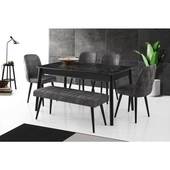 Sivas Gözde Mobilya Mermer Desen Açılır Banklı 90x145 cm Mutfak Masa Sandalye Takımı