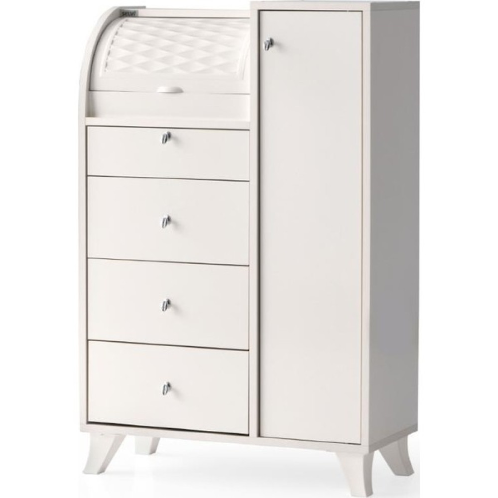 Sivasgözde Ahşap Dolaplı Çekmeceli Desenli Mutfak Kiler Dolabı Büyük Ekmeklik - Ekru Mutfak Dolabı / Mobilyası Fiyatı