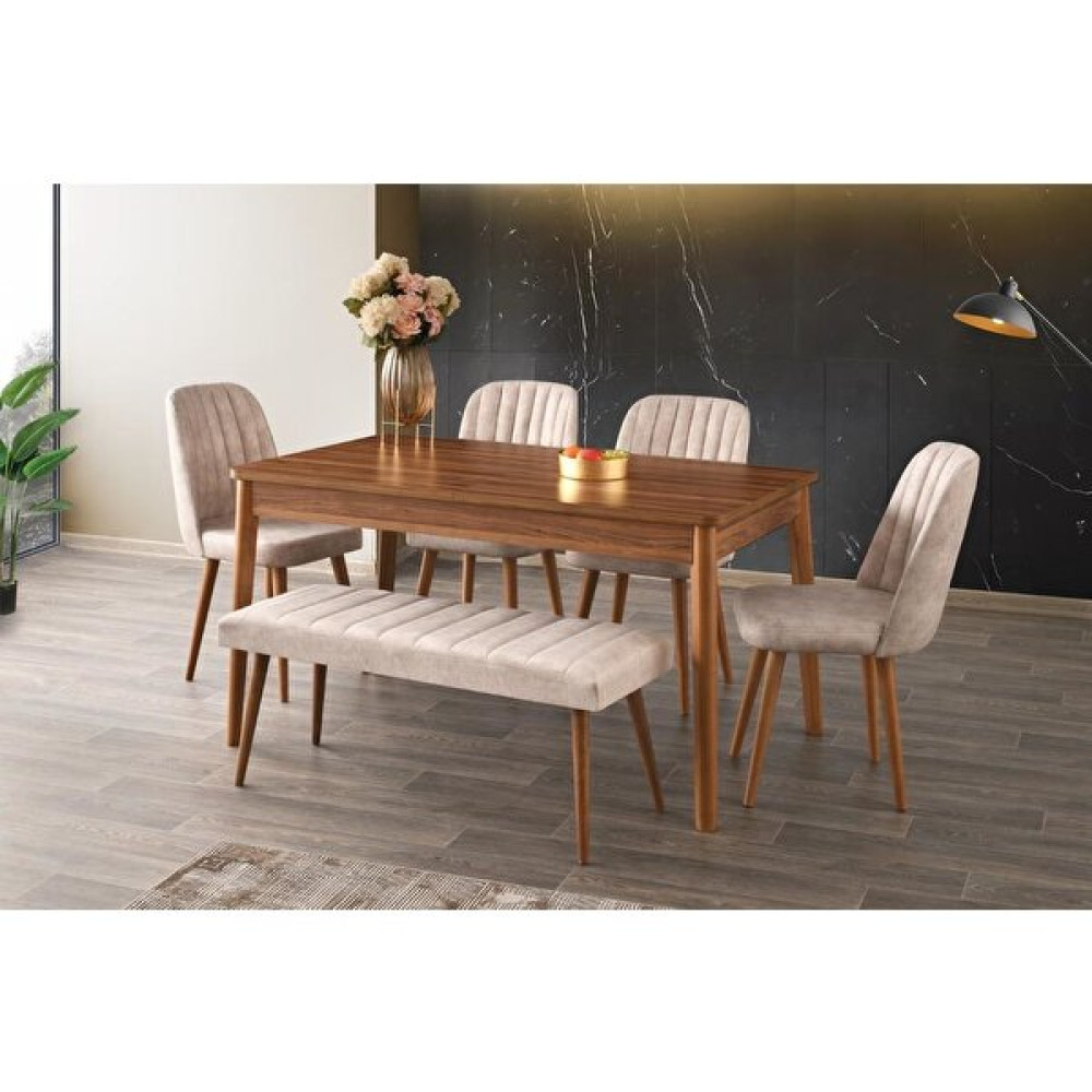 Sivasgözde Ceviz Açılır Banklı Mutfak Masa Sandalye Takımı 90 x 145 cm Masa - Sandalye Seti / Takımı Fiyatı