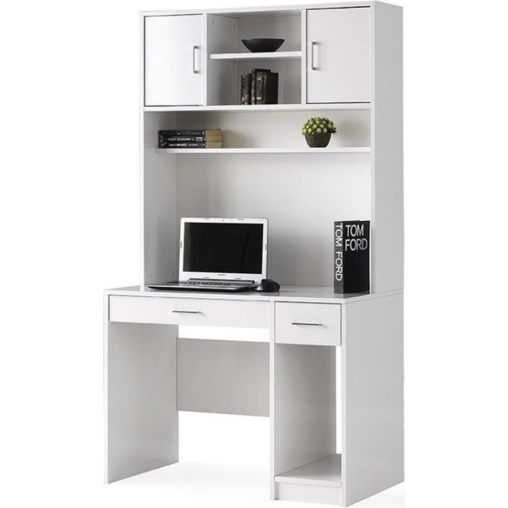 Sivasgözde Kitaplıklı Dolaplı Çalışma Masası 100X184X60CM - Y: 180 cm D: 60 cm G: 100 cm - Beyaz Çalışma Masası Fiyatı