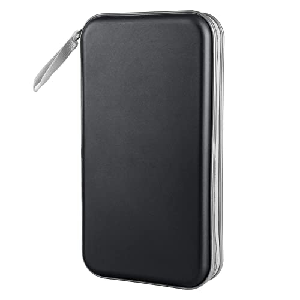 Siveit CD Case, DVD Case Holder 96 Capacity Hard Plastic CD DVD Disc Cases Storage Binder Wallet for Car Home Office Travel (Black)