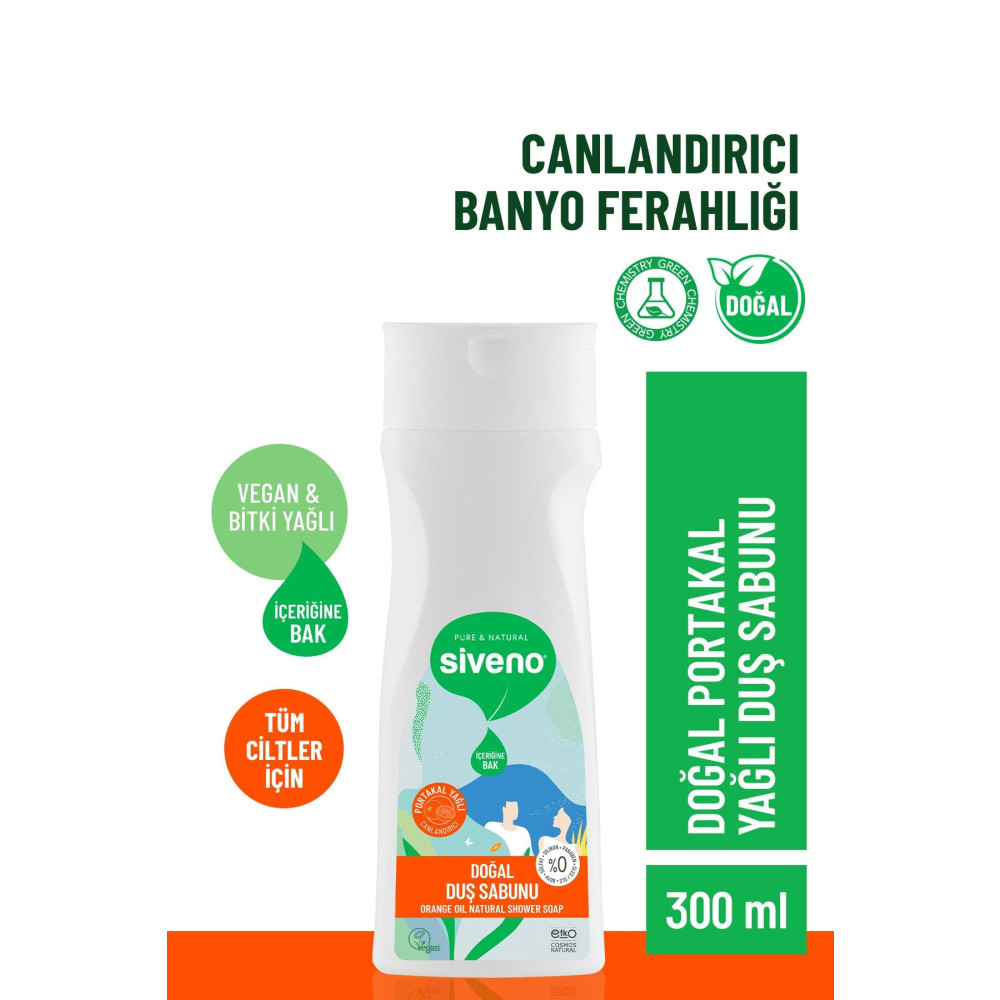 Siveno %100 Doğal Duş Sabunu Portakal Kokulu Canlandırıcı Duş Jeli 6 Değerli Bitki Vegan 300 ml Duş Jelleri ve Banyo Köpükleri Fiyatı
