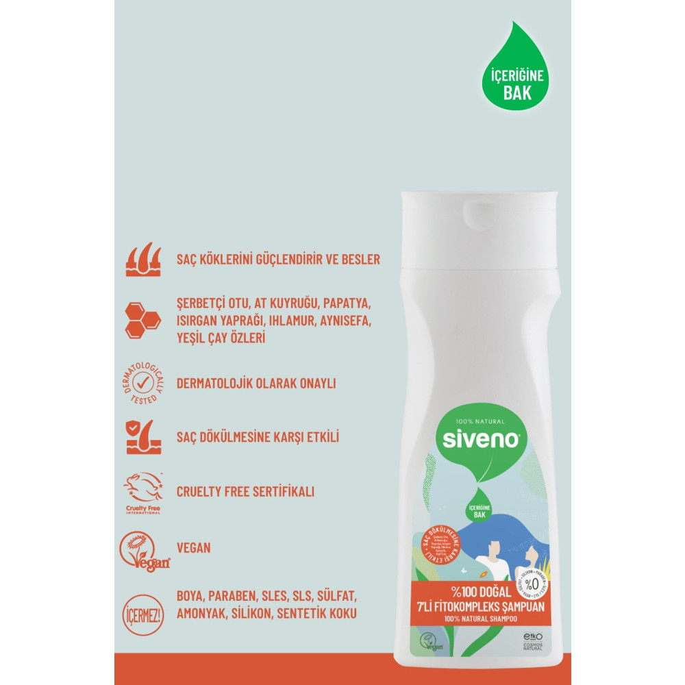 Siveno %100 Doğal Fitokompleks Şampuan 7 Değerli Bitki Yoğun Dökülme Karşıtı Dolgunlaştırıcı 300 ml Şampuan ve Saç Kremi Fiyatı