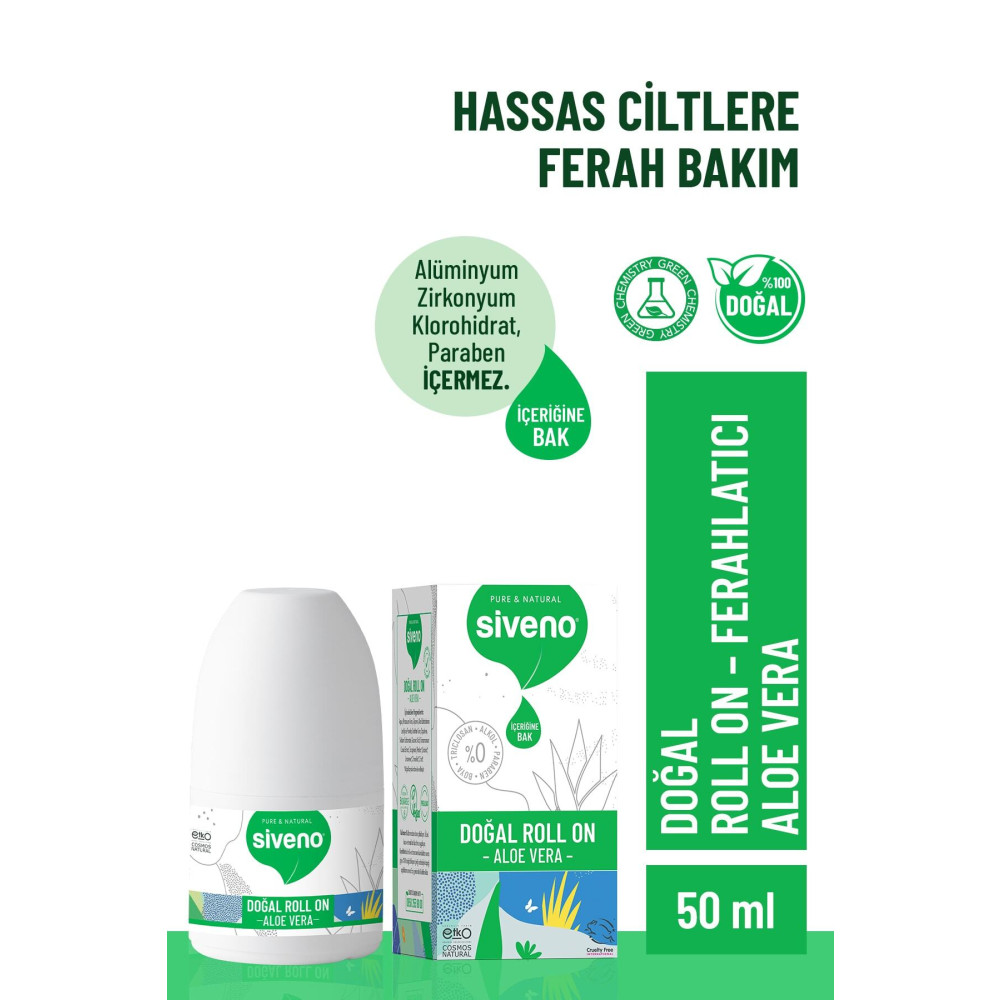 Siveno %100 Doğal Roll-on Aloe Vera Deodorant Ter Kokusu Önleyici Bitkisel Lekesiz Vegan 50 ml Roll-Onlar Fiyatı