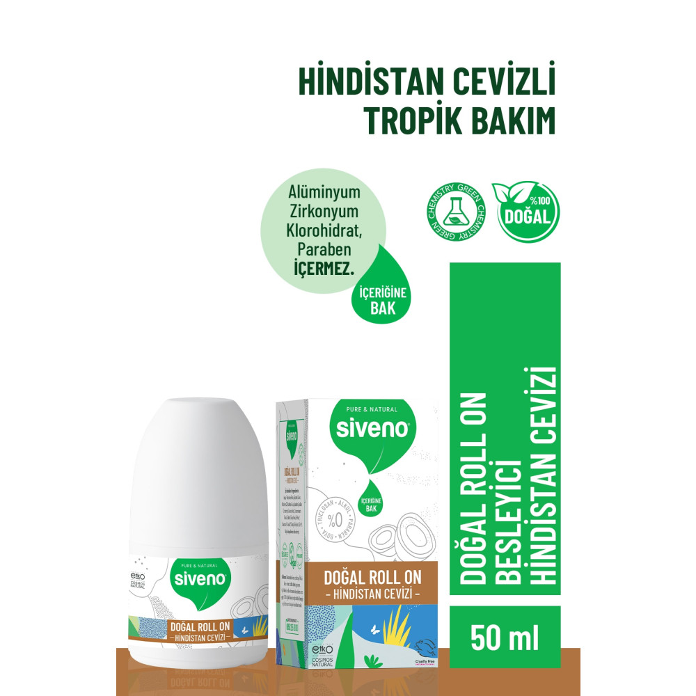 Siveno %100 Doğal Roll-on Hindistan Cevizli Deodorant Ter Kokusu Önleyici Bitkisel Lekesiz Vegan 50 ml Roll-Onlar Fiyatı