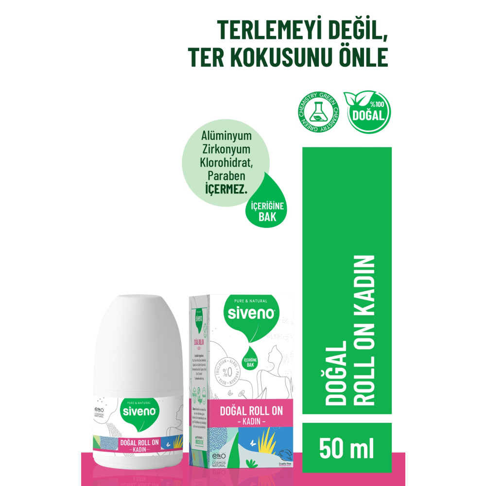 Siveno %100 Doğal Roll-on Kadın Deodorant Ter Kokusu Önleyici Bitkisel Leke Bırakmayan Vegan 50 ml Roll-Onlar Fiyatı