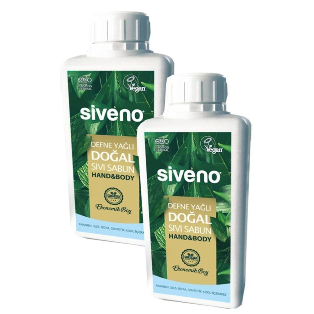 Siveno %100 Doğal Sıvı Kastil Sabun Defne Yağlı Yoğun Nemlendirici Arındırıcı Bitkisel 1000 ml X 2 Adet Sabunlar Fiyatı