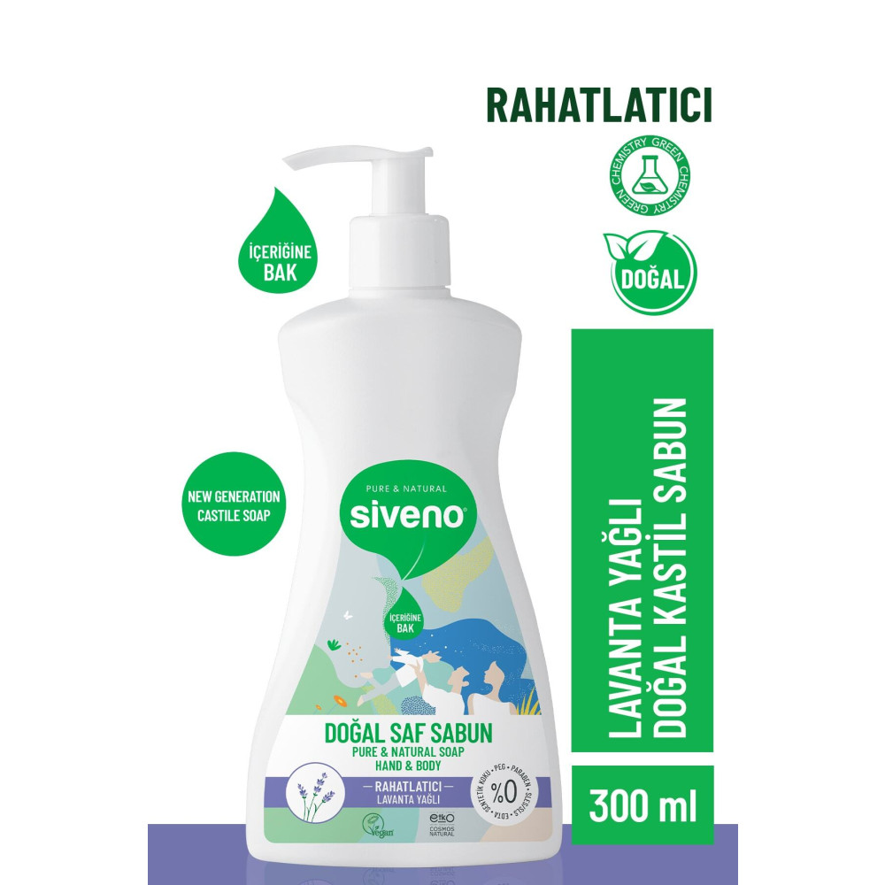 Siveno %100 Doğal Sıvı Kastil Sabun Lavanta Yağlı Yoğun Nemlendirici Arındırıcı Bitkisel Vegan 300 ml Sabunlar Fiyatı