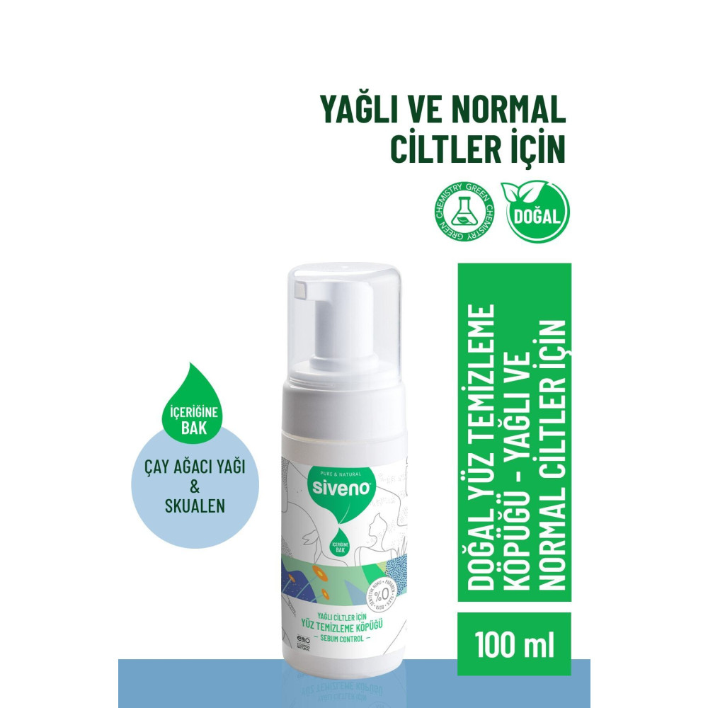 Siveno %100 Doğal Yüz Temizleme Köpüğü Yağlı Ciltler İçin Makyaj Siyah Nokta Sivilce Vegan 100 ml Cilt Temizleme ve Peeling Fiyatı