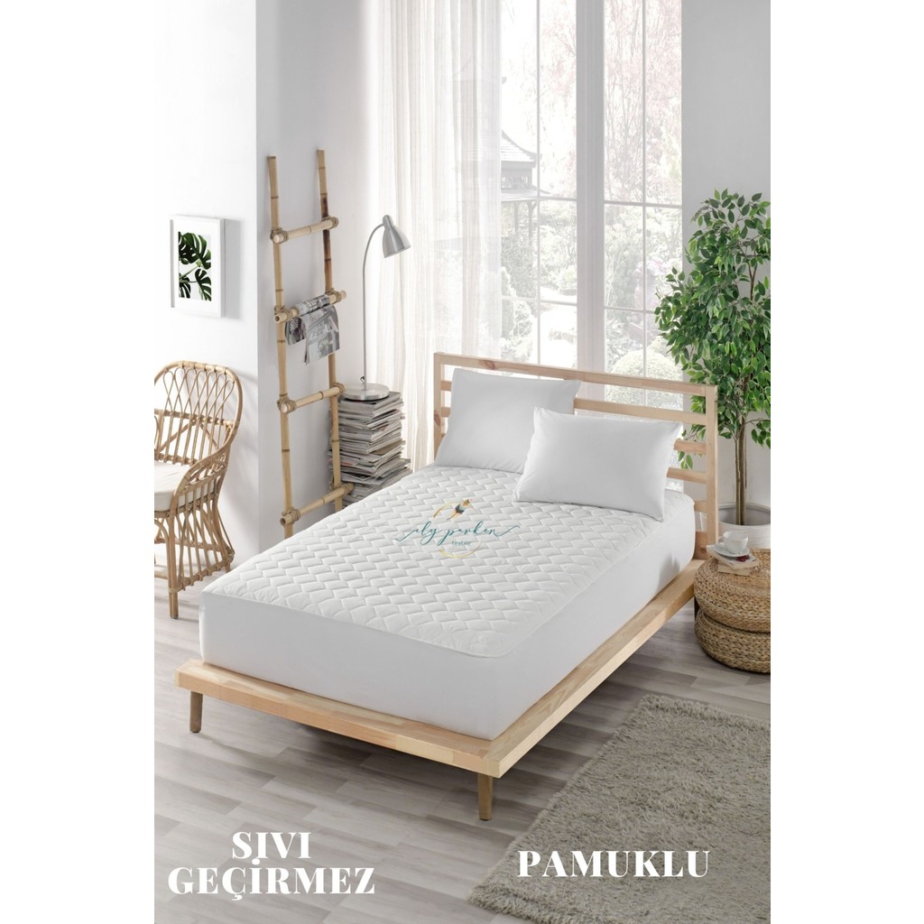 Sıvı Geçirmez Alez-Kapitoneli Fitted-Pamuklu-Çift Kişilik-Tek Kişilik-Bebek Alezi-Su-Yatak Koruyucu (200x200) - 200 x 200 cm - Beyaz Alez / Yatak Koruyucu Fiyatı