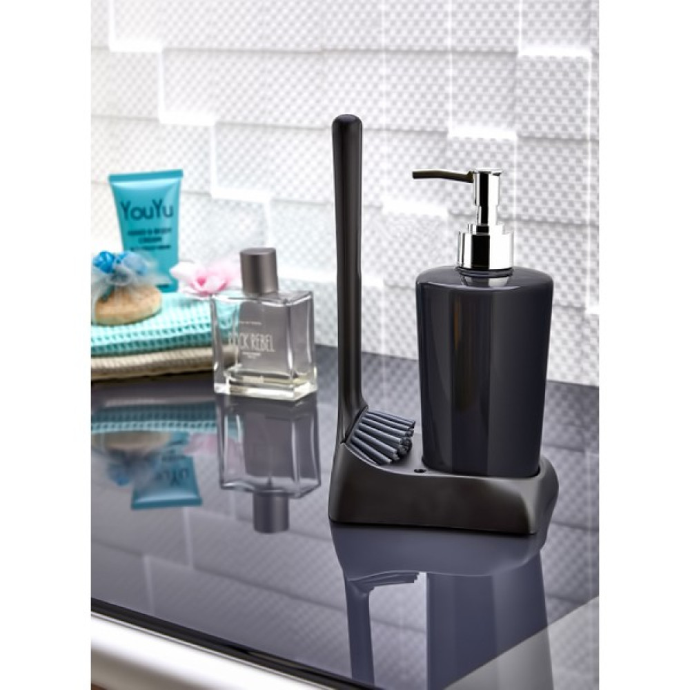 Sıvı Sabunluk Standı Tezgah Lavabo Banyo Mutfak Sabunluk Takımı Seti - Siyah - 14x8x20 Sabunluk Fiyatı
