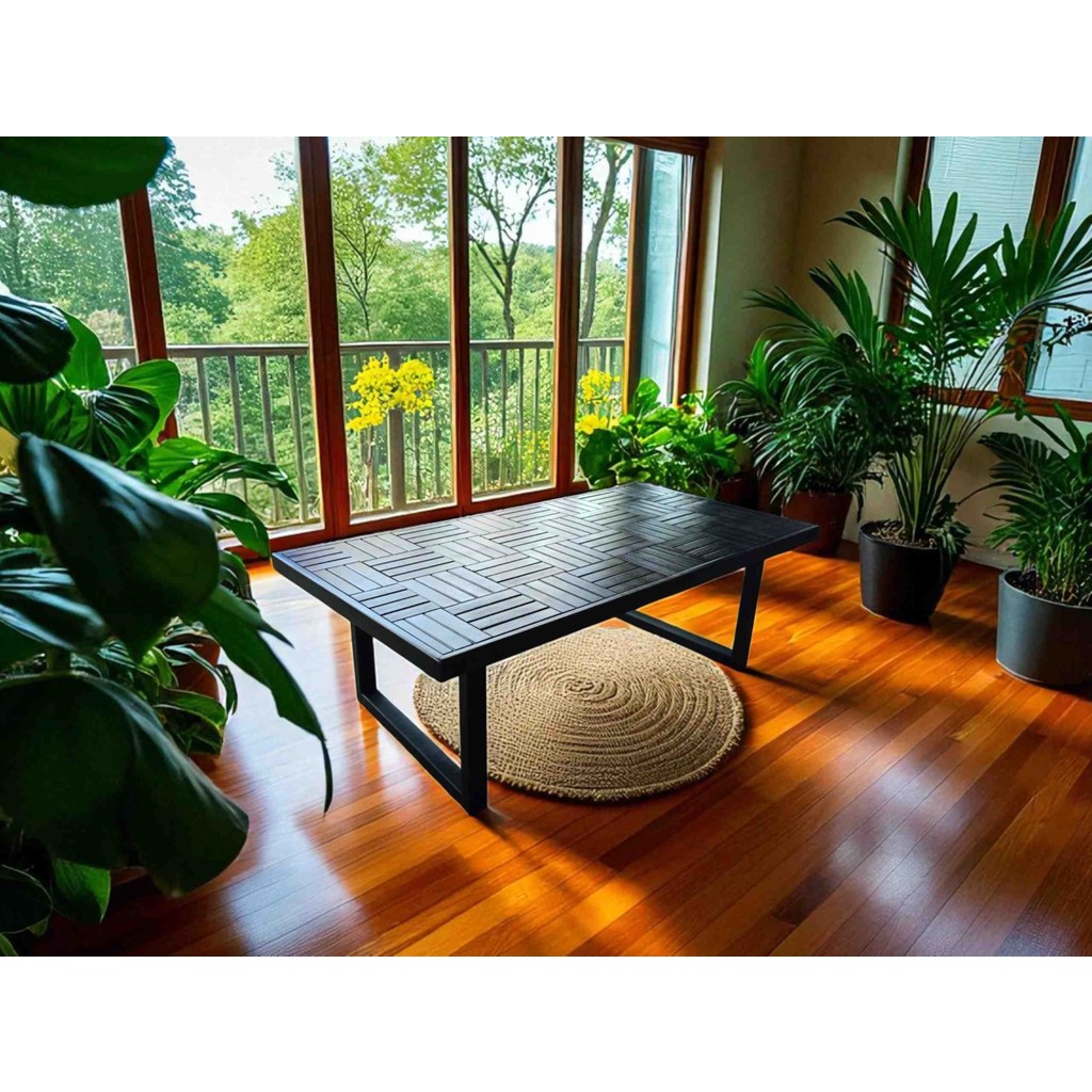 Siyah Ahşap Orta Sehpa Metal Ayak 120 x 60 cm Çay Kahve , Ofis Sehpası Orta Sehpa Fiyatı