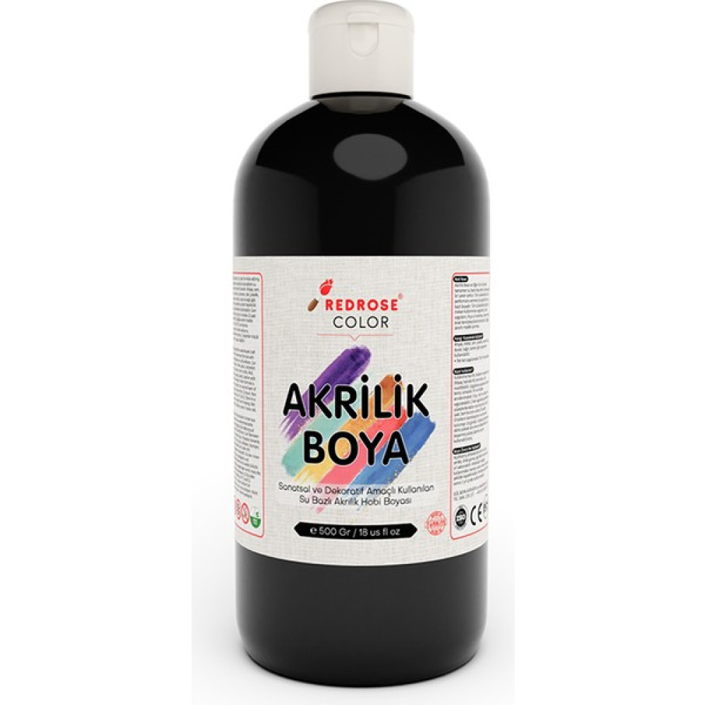 Siyah Akrilik Boya 500 gr Sanatsal, Dekoratif, Hobi Amaçlı, Canlı Renkler Akrilik Boya Fiyatı