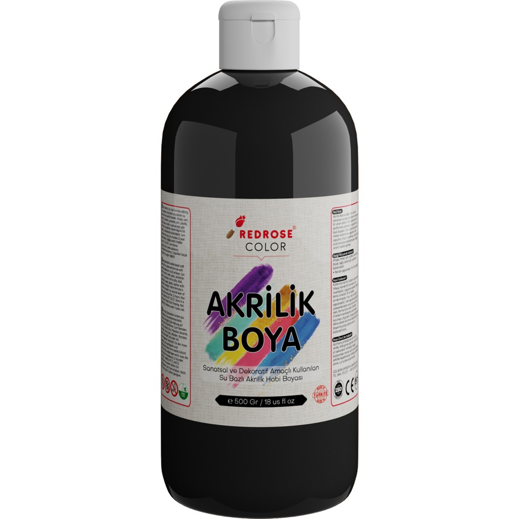 Siyah Akrilik Boya 500 gr Sanatsal, Dekoratif, Hobi Amaçlı, Canlı Renkler Akrilik Boya Fiyatı