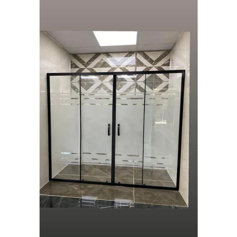Sıyah Desenlı Kumlama 5Mm Camlı Yukseklık 180 Cm Duz Dusakabın Duşakabin Fiyatı